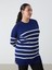 Yeni Sezon Bisiklet Yaka Çizgili Uzun Kollu Kadın Triko Tunik 2