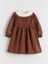 Yeni Sezon Bebe Yaka Kız Çocuk Kadife Elbise 4