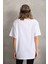 Unisex Taş Desenli Oversize T-Shirt - Beyaz 1