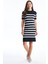 Yeni Sezon Bisiklet Yaka Çizgili Kadın Triko Elbise 1