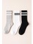 Unisex Çizgi Desenli Soket Çorap Gri Mix 1