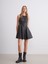 Yeni Sezon Bisiklet Yaka Deri Görünümlü Peplum Mini Elbise 1