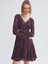 Yeni Sezon V Yaka Büzgülü Dantelli Mini Elbise 1