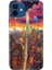 Apple iPhone 12 Kılıf Renkli Baskılı Silikon Retro Newyork 1