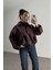 Zr Oversiz Kemerli Bomber Bordo Deri Ceket 3