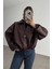 Zr Oversiz Kemerli Bomber Bordo Deri Ceket 5