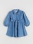 Yeni Sezon Gömlek Yaka Kız Çocuk Jean Elbise 3
