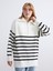 Yeni Sezon Dik Yaka Çizgili Kadın Triko Tunik 1