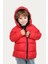 Erkek Çocuk Kırmızı Kapüşonlu Su ve Rüzgar Geçirmez Polarlı Şişme Mont 3