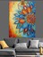 Çiçekli Mandala Soyut Sanat Dekoratif Kanvas - Mdf Ahşap Tablo 3