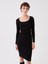Yeni Sezon Kare Yaka Düz Uzun Kollu Kadın Bodycon Elbise 2