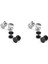 Takı Erkekler Küpe Çember Kulak Saplamaları 6mm 4 Çift Siyah Gümüş Renkli Pasalı Çelik (Yurt Dışından) 1