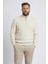 Standart Fit Normal Kesim Bato Yaka Fermuarlı Basic Düz Triko Kazak 1