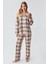 Termal Uzun Kollu Düğmeli Ekose Desenli Esnek Yumuşak Dokulu Pijama Takım 18221 1