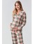 Termal Uzun Kollu Düğmeli Ekose Desenli Esnek Yumuşak Dokulu Pijama Takım 18221 4