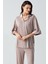 Truvakar Kol Düğmeli Saten Detaylı Esnek Viskoz Pijama Takım 17202 2