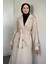 Maison Astarlı Kemerli Kaşe Tesettür Kaban- Bej 4