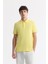 Erkek Sarı Kıvrılmaz Polo Yaka %100 Pamuk Basic Regular Fit T-Shirt B001032 1