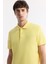 Erkek Sarı Kıvrılmaz Polo Yaka %100 Pamuk Basic Regular Fit T-Shirt B001032 2