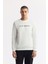 Erkek Ekru Bisiklet Yaka Baskılı Bi-Stretch İnterlok Regular Fit Sweatshirt A51Y1208 1