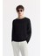Erkek Siyah Bisiklet Yaka Dokulu Rayon Triko Regular Fit Kazak A51Y5156 1