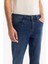 Erkek İndigo Pamuklu Eskitme Yıkamalı Madrid Comfort Slim Fit Jean Pantolon A52Y3529 6