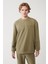 Erkek Haki Bisiklet Yaka Baskılı Soft Touch Regular Fit Sweatshirt A41y1222 3