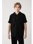 Erkek Siyah Kapüşonlu Jersey Garnili Regular Fit T-Shirt A41Y1233 3