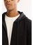 Erkek Siyah Kapüşonlu Yaka Fermuarlı Pamuklu Bi-Stretch Regular Fit Sweatshirt A52Y1270 3