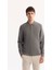Erkek Koyu Gri Polo Yaka Pamuklu Basic Slim Fit Sweatshirt B001080 1