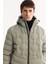 Erkek Nil Yeşili Kapüşonlu Su İtici Rüzgar Geçirmez -5°C Dayanıklı Şişme Mont A52Y6075 2