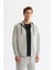 Erkek Gri Kapüşonlu İnterlok Kumaş Fermuarlı Basic Regular Fit Sweatshirt B001102 1