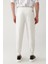 Erkek Beyaz Klasik Bel Pileli Baggy Fit Örme Pantolon A41Y3075 5
