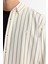 Erkek Beyaz Alttan Britli Yaka Çizgili Rayon Regular Fit Gömlek A42Y2051 3