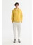 Erkek Sarı Kapüşonlu Pamuklu Baskılı Elastan Regular Fit Sweatshirt A42Y1324 5