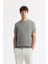Erkek Gri Bisiklet Yaka Viskon Karışımlı Triko Regular Fit T-Shirt B005119 1