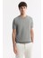 Erkek Gri Bisiklet Yaka Viskon Karışımlı Triko Regular Fit T-Shirt B005119 6