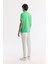 Erkek Yeşil Kıvrılmaz Polo Yaka %100 Pamuk Basic Regular Fit T-Shirt B001032 4
