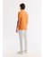 Erkek Turuncu Kıvrılmaz Polo Yaka %100 Pamuk Basic Regular Fit T-Shirt B001032 4