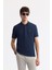 Erkek Lacivert Kıvrılmaz Polo Yaka %100 Pamuk Basic Regular Fit T-Shirt B001032 1
