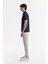 Erkek Lacivert Kıvrılmaz Polo Yaka %100 Pamuk Basic Regular Fit T-Shirt B001032 3