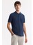 Erkek Lacivert Kıvrılmaz Polo Yaka %100 Pamuk Basic Regular Fit T-Shirt B001032 5