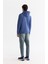 Erkek Mavi Kapüşonlu Pamuklu Baskılı Elastan Regular Fit Sweatshirt A42Y1322 4