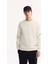 Erkek Ekru Bisiklet Yaka Pamuklu Bi-Stretch Baskılı Regular Fit Sweatshirt A52Y1258 1