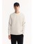 Erkek Ekru Bisiklet Yaka Pamuklu Bi-Stretch Baskılı Regular Fit Sweatshirt A52Y1258 2