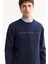 Erkek Lacivert Bisiklet Yaka Pamuklu Bi-Stretch Baskılı Regular Fit Sweatshirt A52Y1210 7