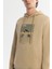 Erkek Bej Kapüşonlu Pamuklu Baskılı Elastan Regular Fit Sweatshirt A42Y1321 3