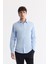 Erkek Mavi Klasik Yaka %100 Pamuk Saten Kolay Ütülenen Slim Fit Gömlek B002006 1