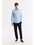 Erkek Mavi Klasik Yaka %100 Pamuk Saten Kolay Ütülenen Slim Fit Gömlek B002006 5