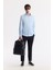 Erkek Mavi Klasik Yaka %100 Pamuk Saten Kolay Ütülenen Slim Fit Gömlek B002006 7